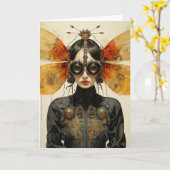 Schattigee Scifi Bug Lady Alle gelegenheden Kaart (Gele Bloem)