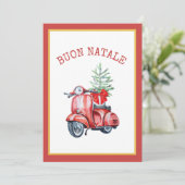 Schattigee Scooter Buon Natale Vakantie Groet Bedankkaart (Staand voorkant)