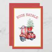 Schattigee Scooter Buon Natale Vakantie Groet Bedankkaart (Voorkant / Achterkant)