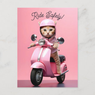 Schattigee scooter Kat rijden veilig Briefkaart