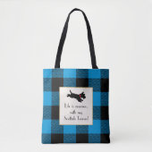 Schattigee Scottie Dog Buffalo Plaid Blauwe Canvas Tote Bag (Voorkant)