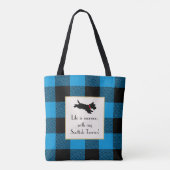 Schattigee Scottie Dog Buffalo Plaid Blauwe Canvas Tote Bag (Achterkant)