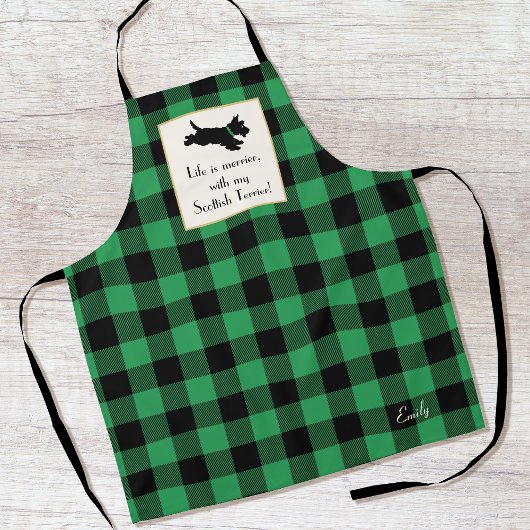 Schattigee Scottie Dog Buffalo Plaid Groen Schort