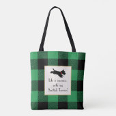 Schattigee Scottie Dog Buffalo Plaid Groene Canvas Tote Bag (Achterkant)
