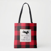 Schattigee Scottie Dog Buffalo Plaid Rode Canvas t Tote Bag (Voorkant)