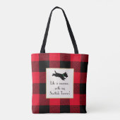 Schattigee Scottie Dog Buffalo Plaid Rode Canvas t Tote Bag (Achterkant)