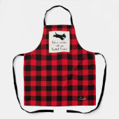 Schattigee Scottie Dog Buffalo Plaid Rood Schort (Voorkant)