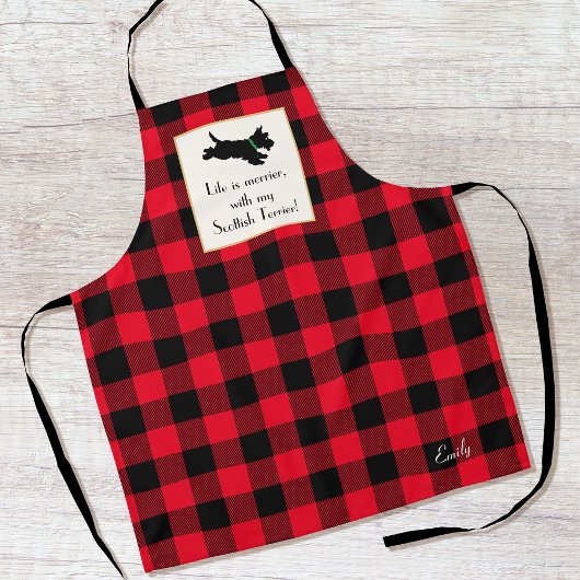 Schattigee Scottie Dog Buffalo Plaid Rood Schort