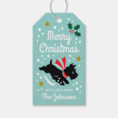 Schattigee Scottie Dog Christmas Custom Name Mint Cadeaulabel (Voorkant)