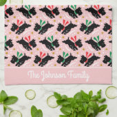 Schattigee Scottie Dog Familienaam Snow Fun Patroo Theedoek (Gevouwen)