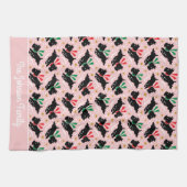 Schattigee Scottie Dog Familienaam Snow Fun Patroo Theedoek (Horizontaal)