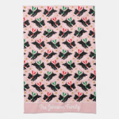 Schattigee Scottie Dog Familienaam Snow Fun Patroo Theedoek (Verticaal)