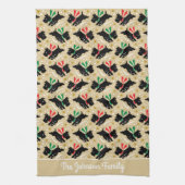 Schattigee Scottie Dog Familienaam Snow Fun Patter Theedoek (Verticaal)