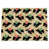 Schattigee Scottie Dog Fun Snow Retro Patroon Goud Groot Cadeauzakje (Voorkant)