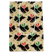 Schattigee Scottie Dog Fun Snow Retro Patroon Goud Medium Cadeauzakje (Achterkant)