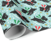 Schattigee Scottie Dog Fun Snow Retro Patroon Mint Cadeaupapier (Rol Hoek)