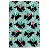 Schattigee Scottie Dog Fun Snow Retro Patroon Mint Medium Cadeauzakje (Voorkant)