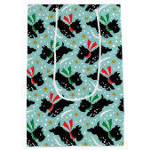 Schattigee Scottie Dog Fun Snow Retro Patroon Mint Medium Cadeauzakje (Achterkant)