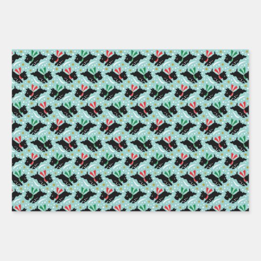 Schattigee Scottie Dog Fun Snow Retro Patroon Set Inpakpapier Vel (Voorkant 2)