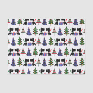 Schattigee Scottie Dogs en Christmas Trees Pattern Tissuepapier