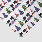 Schattigee Scottie Dogs en Christmas Trees Pattern Tissuepapier (Detail)