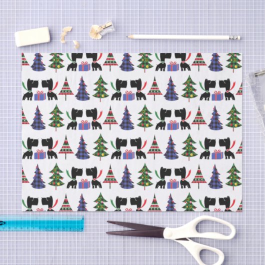 Schattigee Scottie Dogs en Christmas Trees Pattern Tissuepapier (Craft)