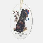 Schattigee Scottie Spelen Bagpipes Personaliseren Keramisch Ornament (Links)