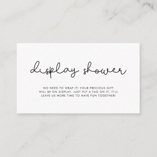 Schattigee Script Display Shower Informatiekaartje (Voorkant)