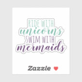 Schattigee Script Ride met Eenhoorns Zwemmen met Z Sticker (Vel)