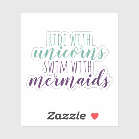 Schattigee Script Ride met Eenhoorns Zwemmen met Z Sticker (Vel)