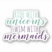 Schattigee Script Ride met Eenhoorns Zwemmen met Z Sticker (Voorkant)