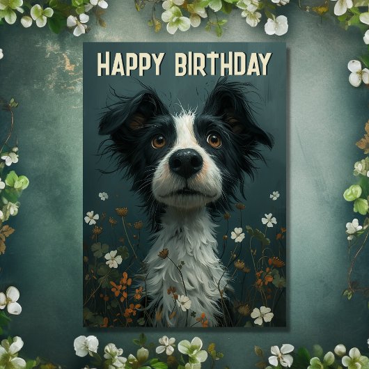 Schattigee Scruffy Dog en Shamrocks Irish Birthday Kaart