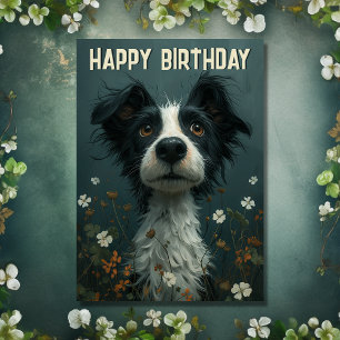 Schattigee Scruffy Dog en Shamrocks Irish Birthday Kaart