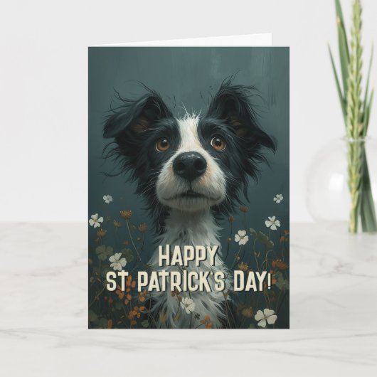 Schattigee Scruffy Dog en Shamrocks St Patrick's D Kaart (Voorkant)