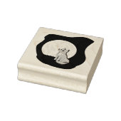 Schattigee Scruffy Wolf met Moon Wood Art Rubber S Rubberstempel (Stempel)