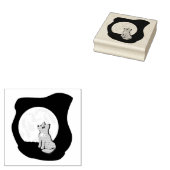 Schattigee Scruffy Wolf met Moon Wood Art Rubber S Rubberstempel (Gestempeld)