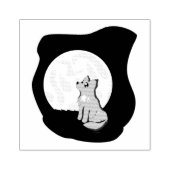 Schattigee Scruffy Wolf met Moon Wood Art Rubber S Rubberstempel (Afrduk)