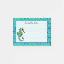 Schattigee Seahorse Blauw en Groen Custom Name