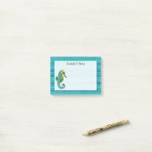 Schattigee Seahorse Blauw en Groen Custom Name Post-it® Notes (Op bureau)