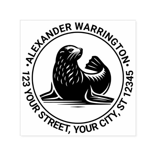 Schattigee Seal Pup #1 Naam Retouradres Zelfinktende Stempel (Design)
