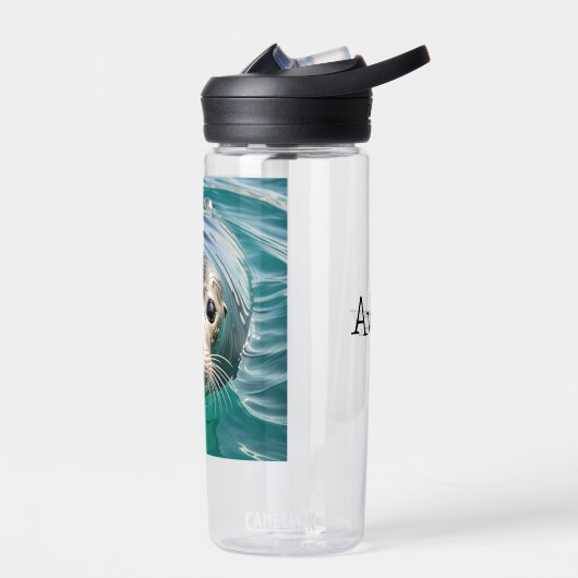 Schattigee Seal Sticking Head out of Water Geperso Waterfles (Links)