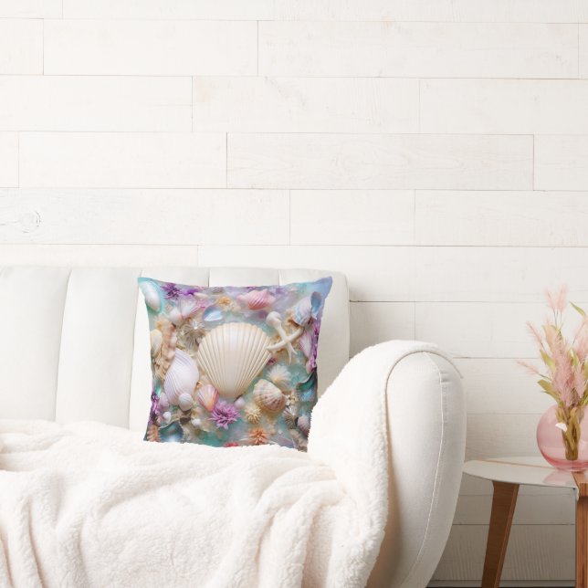 Schattigee Seashell Pattern Beach House stijl Kussen (Bank)