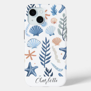 Schattigee Seashell Starfish gepersonaliseerde naa iPhone 15 Case