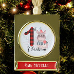 Schattigee Seizoensgebonden 1e Kerst Plaid Baby Rh Verguld Banner Ornament<br><div class="desc">Schattigee Seizoensgebonden 1st Christmas Plaid Baby Rhino Naam Gold Plated Banner Ornament.</div>