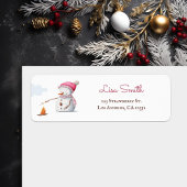 Schattigee Seizoenssneeuwman Roasting Marshmallows Etiket