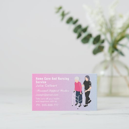 Schattigee Senior Companion of Oudere Verzorger ro Visitekaartje (Staand voorkant)