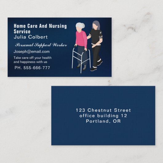Schattigee Senior Companion of Oudere Zorgverlener Visitekaartje (Voorkant / Achterkant)