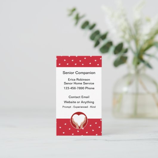 Schattigee Senior Home Companion Visitekaartjes (Staand voorkant)