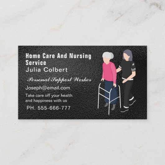 Schattigee senior metgezel of bejaarde verzorger visitekaartje (Voorkant)