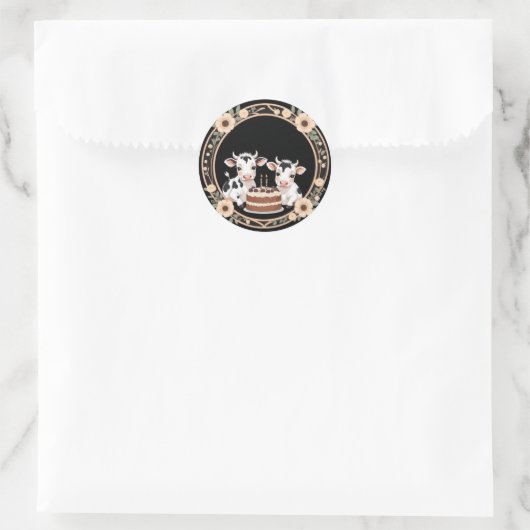 Schattigee Serious Koe Verjaardagsviering Sticker (Tas)